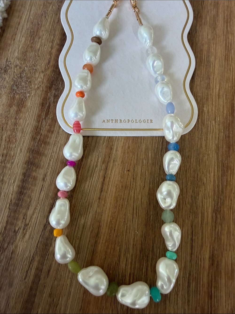 Anthropologie Pearl Bead Phone Charm with Multicolor Beads - Picture 4 of 4